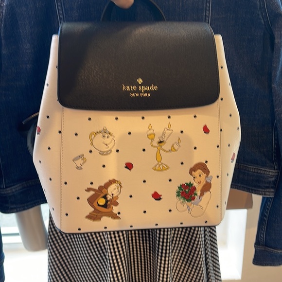 Disney X Kate Spade The Beauty Medium Flap Backpack 
Cream Multi 
NWT - Picture 12 of 16